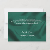 Carte De Remerciements Simple Mariage Émeraude Vert & Or Script Classique (Dos)