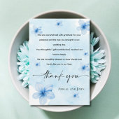Carte De Remerciements Simple mariage floral bleu