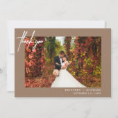 Carte De Remerciements Simple Mariage Moderne Photo Tanné (Devant)