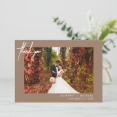 Carte De Remerciements Simple Mariage Moderne Photo Tanné (Debout devant)