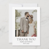 Carte De Remerciements Simple Mariage photo moderne noir et blanc (Devant)