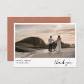 Carte De Remerciements Simple mariage photo paysage en terre cuite (Devant / Derrière)