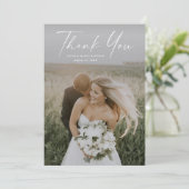 Carte De Remerciements Simple Mariage Photo Script (Debout devant)