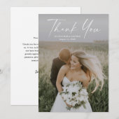 Carte De Remerciements Simple Mariage Photo Script (Devant / Derrière)