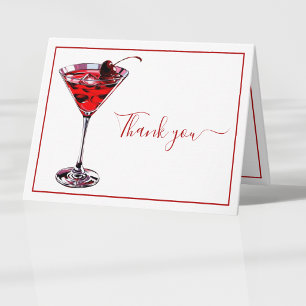 Carte De Remerciements Simple Martini au Cocktail de Cerise