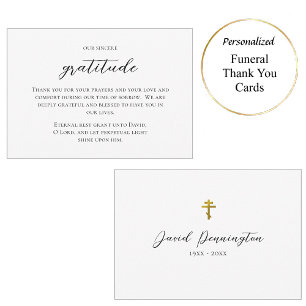 Carte De Remerciements Simple mémorial orthodoxe noir et blanc