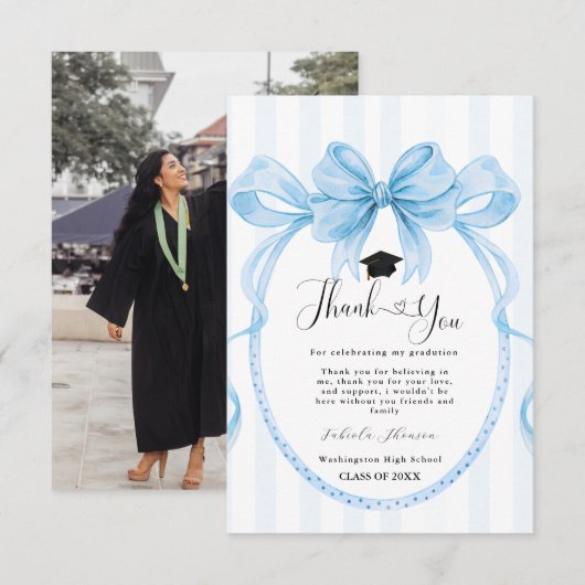 Carte De Remerciements Simple message de remerciement de graduation avec  (Devant / Derrière)