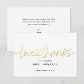 Carte De Remerciements Simple Minimal Moderne Écriture Fête de Mariée (Devant / Derrière)