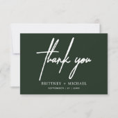 Carte De Remerciements Simple Minimal Moderne Écriture Vert Forêt (Devant)