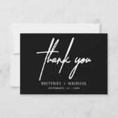 Carte De Remerciements Simple Minimal Moderne Script Noir (Devant)