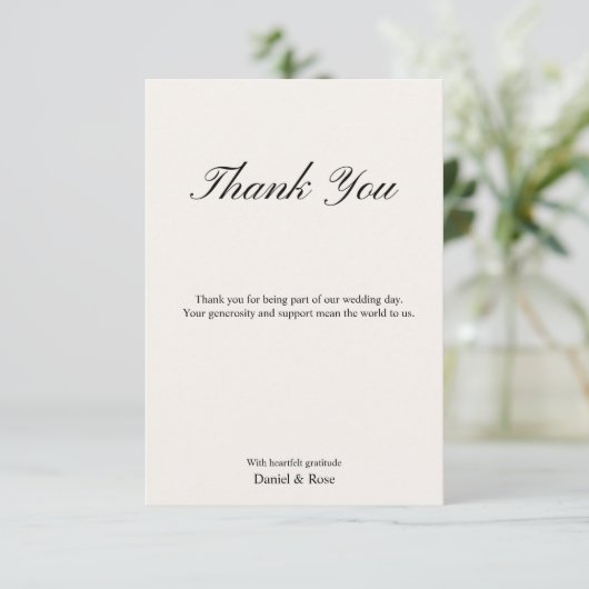 Carte De Remerciements Simple Minimal Script Wedding (Debout devant)