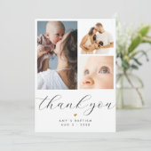 Carte De Remerciements Simple Minimalist 3 Photo Collage Baptism (Debout devant)