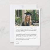 Carte De Remerciements Simple Minimalist Graduation Photo Custom Message (Dos)