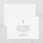 Carte De Remerciements Simple, Minimalist Roman Catholic Baptism (Devant / Derrière)