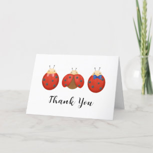 Carte De Remerciements Simple minimaliste Baby shower de la famille Ladyb