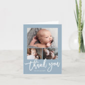 Carte De Remerciements Simple Modern 3 Photo Collage photo bébé photo (Devant)