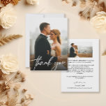 Carte De Remerciements Simple Modern Custom 2 Wedding Photos<br><div class="desc">Express your gratitude in style with the Simple Modern Custom Wedding 2 Photos Thank You Card Templates. These personalized templates offer a sleek and versatile way to convey your appreciation to your loved ones who shared in your special day. The templates feature a clean and modern design, allowing you to...</div>