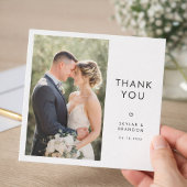 Carte De Remerciements Simple Modern Elegant Rustic Wedding Photo Square 