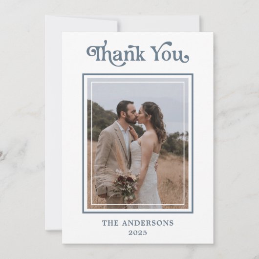 Carte De Remerciements Simple Modern Framed Photo Wedding (Devant)