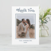 Carte De Remerciements Simple Modern Framed Photo Wedding (Debout devant)