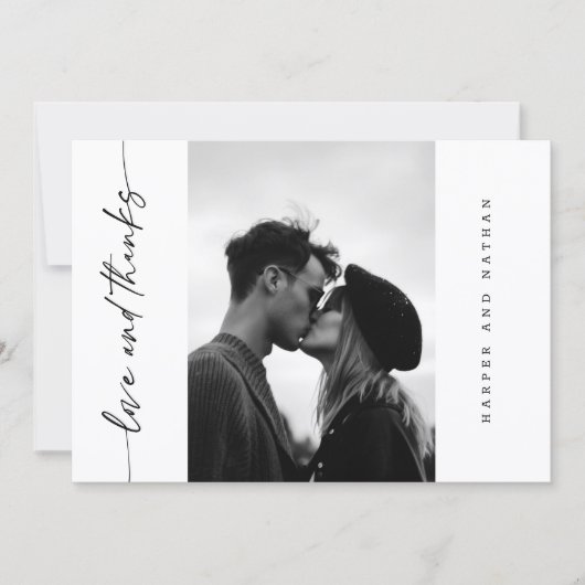 Carte De Remerciements Simple Modern Handwritten Script Photo Wedding (Devant)