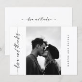 Carte De Remerciements Simple Modern Handwritten Script Photo Wedding (Devant / Derrière)