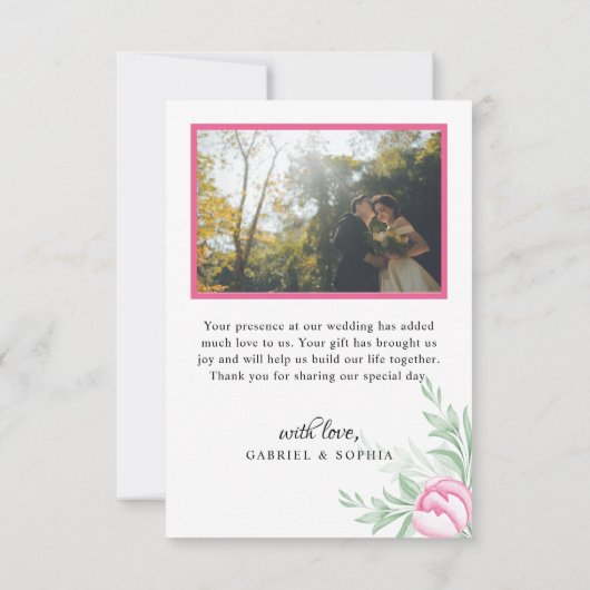 Carte De Remerciements Simple Modern Love Heart Script 4 Mariage Photo (Dos)