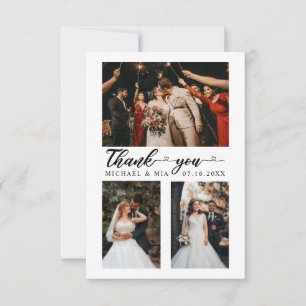 Carte De Remerciements Simple Modern Love Heart Script 4 Mariage Photo