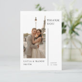 Carte De Remerciements Simple Modern Minimalist Destination Wedding Photo (Debout devant)