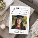 Carte De Remerciements Simple modern photo Graduate She did it<br><div class="desc">Complete your graduation celebration with the matching “She Did It” thank you card. Designed to coordinate perfectly with the She Did It Graduation Party Collection, this modern thank you card features a clean, stylish layout and confident typography that celebrates her achievement. The back includes a customizable gratitude message, making it...</div>