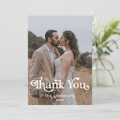 Carte De Remerciements Simple Modern Photo Wedding  (Debout devant)