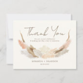 Carte De Remerciements Simple Modern Rustic Pampas Grass Wedding (Devant)
