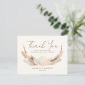 Carte De Remerciements Simple Modern Rustic Pampas Grass Wedding (Debout devant)