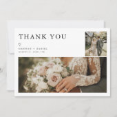 Carte De Remerciements Simple Modern Rustic Two Photo Wedding (Devant)