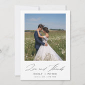 Carte De Remerciements Simple Modern Script 2 Mariage photo (Devant)