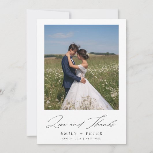 Carte De Remerciements Simple Modern Script 2 Mariage photo (Devant)