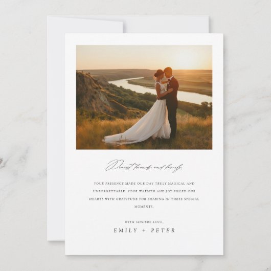 Carte De Remerciements Simple Modern Script 2 Mariage photo (Dos)