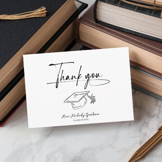 Carte De Remerciements Simple Modern Script Graduation