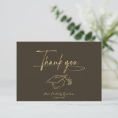 Carte De Remerciements Simple Modern Script Graduation Thank You Card (Debout devant)