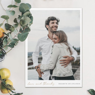 Carte De Remerciements Simple Modern Script Photo Love and Thanks Mariage