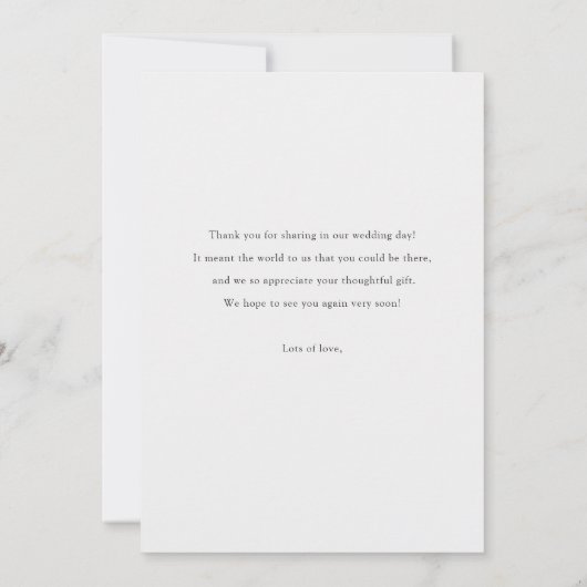 Carte De Remerciements Simple Modern Script Photo Love and Thanks Mariage (Dos)