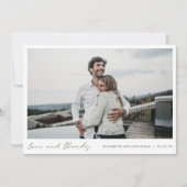 Carte De Remerciements Simple Modern Script Photo Love and Thanks Mariage (Devant)