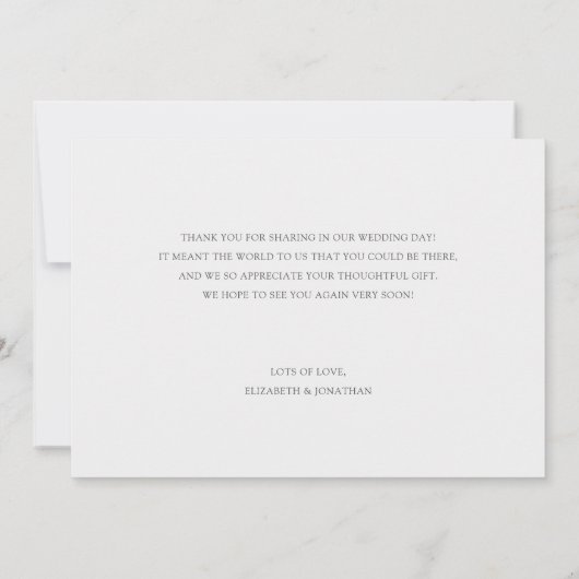 Carte De Remerciements Simple Modern Script Photo Love and Thanks Mariage (Dos)