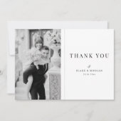 Carte De Remerciements Simple Modern Typography Black and White Wedding (Devant)