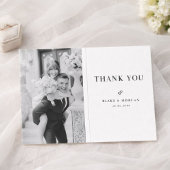 Carte De Remerciements Simple Modern Typography Black and White Wedding