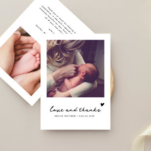 Carte De Remerciements Simple Moderne 2 Photo Remerciement Baby Shower