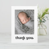 Carte De Remerciements Simple Moderne 2 Photos pour bébés Retro tendance (Debout devant)