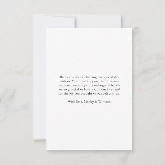 Carte De Remerciements Simple moderne Calligraphie cardiaque Mariage Phot (Dos)