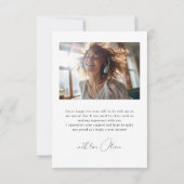 Carte De Remerciements Simple Moderne Calligraphie Photo Graduation (Dos)