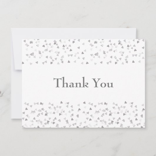 Carte De Remerciements Simple Moderne Chic Cœurs Argentés Confettis (Devant)